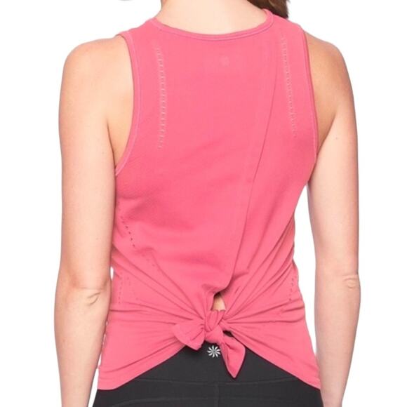 Athleta Pink Foothill Crew Neck Split Back Sleeveless Tank Top - Picture 1 of 6